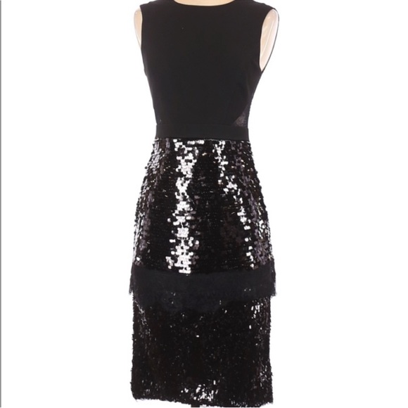 NWT! BCBG MAXAZARIA REYNA SEQUINS AND LACE BLACK DRESS - Picture 9 of 11
